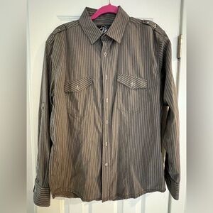 Drill Clothing Company Brown Striped Long Sleeve Shirt Men’s Sz Large